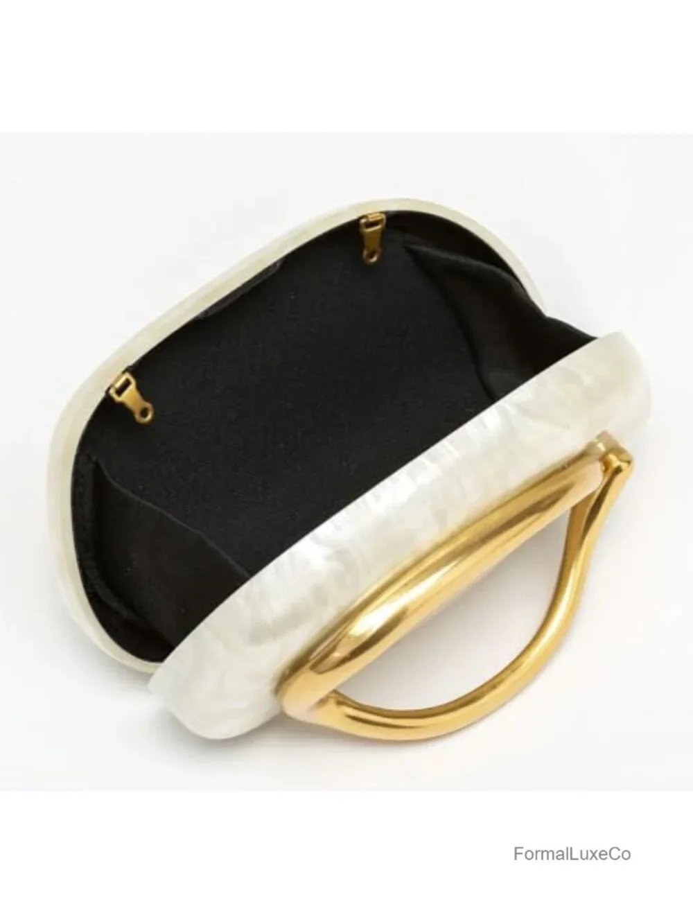 Y2K Vegan Leather Clutch Crossbody Bag with Metal Handle